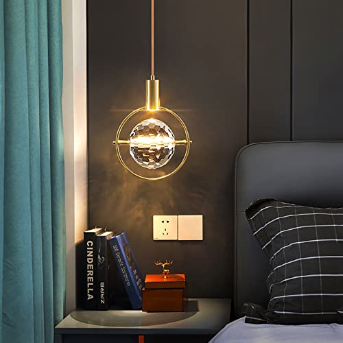FJUAN Hängeleuchte Led Rund Nachttisch Kleine Hängelampe Moderne Kugelförmige Pendelleuchte Höhenverstellbar Led 3-farbig Dimmbare Deckenleuchte 20x25 Schlafzimmerbeleuchtung Cover
