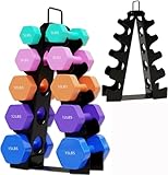 Weight Rack for Dumbbells, 5 Tiers Compact A-Frame Home Gym Organizer, Dumbbell Rack Stand Only, Alloy Steel Dumbbell Rack with Handle for Home Gym and Workout (Dumbbells Not Include)