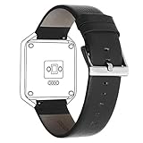 Henoda for Fitbit Blaze Bands Leather Large Black Bracelet Strap Smart Fitness Watch Band Women Men