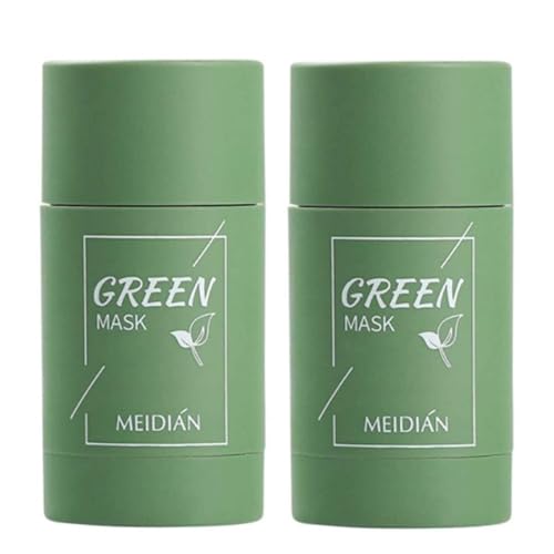 MISEDI 2 Pcs Green Tea Mask Stick for Face Blackhead Remover with Green Tea Extract Green Mask Stick for Face Moisturizing Deep Pore Cleansing for All Skin Types (Green Tea Mask)