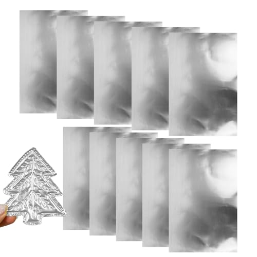 Shenrongtong Feuilles De Métal À Gaufrer, Feuilles D'aluminium, Kit De Loisirs Créatifs en Papier pour Peinture, Gravure Et Montage, Fournitures pour Projets Artistiques Et Décorations De Noël