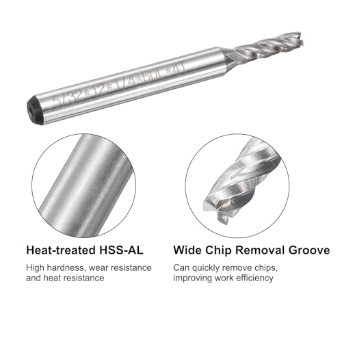 Image of uxcell 4pcs HSS-AL 5 /32 inch Cutting Dia 1 /4 inch Shank 4 Flutes End Mill Milling Cutter Router Bits Upcut Spiral Milling Cutter Tool for Wood PVC MDF Engraving