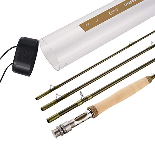 Piscifun Fly Fishing Rod 4 Piece 9Ft Graphite - Im7 Carbon Fiber Blank - Accurate Placement - Ingenious Design - Chromed Guide And Durable Rod Tube 7Wt #TOP5