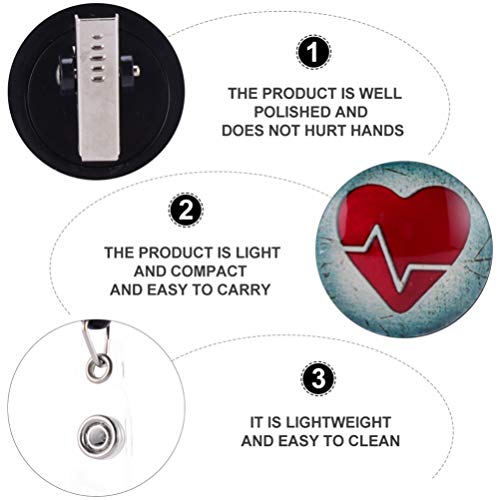 NUOBESTY 3 peças de porta-crachás para enfermeiros com clipes jacaré, clipes de crachá de coração re