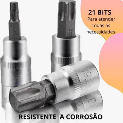 Jogo de Chave Catraca Kit Ferramenta Profissional Canhão Reversível 46 Peças Maleta KIT