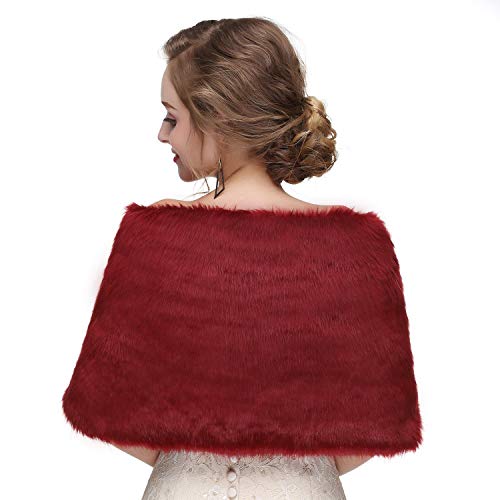 Sleeveless Faux Fur Shawl Wedding Fur Wraps and Shawls Bridal Fur Stole for Brides and Bridesmaids2