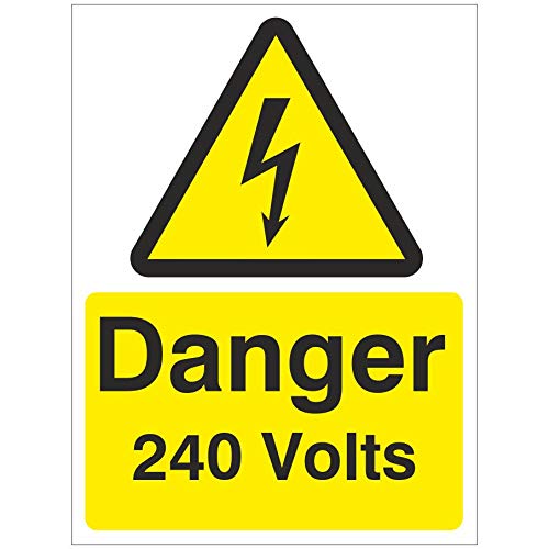 Uk Safety Store Pack Of 2 X Danger 240 Volts Signs 150Mm X 200Mm - Rigid Plastic