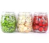 24 OZ Glass Jars With Clamp Lids Airtight Wide Mouth Storage Jars Sealed Canisters Food Containers For Kitchen Pantry Fruit Refrigerator Sugar Nuts Preserves Tea Coffee Beans 3 Set