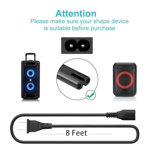 Image of 8FT 2 Prong TV Power Cable Cord for TCL Roku Smart LED LCD HD 24 inch 32 inch 40 inch 42 inch 43 inch 48 inch 50 inch 55 inch 60 inch 65 inch 75 inch 85 inch Inch TV- TCL Roku TVs 55s405 43s425 50s425 AC Power Cable Longer Plug Cord Replacement