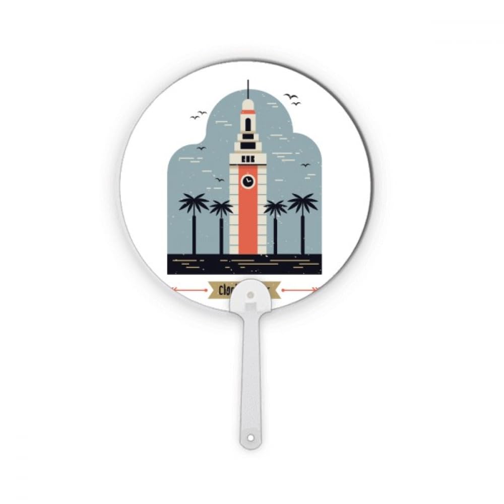 Horloge Tour Art Déco ventilateur portable en plastique rond de voyage pour bureau vintage
