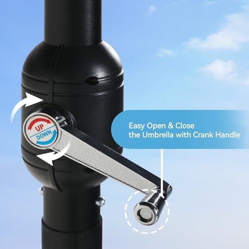 GREEN PARTY 15 ft Rectangle Patio Umbrella with Solar Lights and Base Included, Double-Sided Market Table Umbrella with Crank, Large Outdoor Umbrellas for Patio Poolside Garden Backyard, Navy Blue