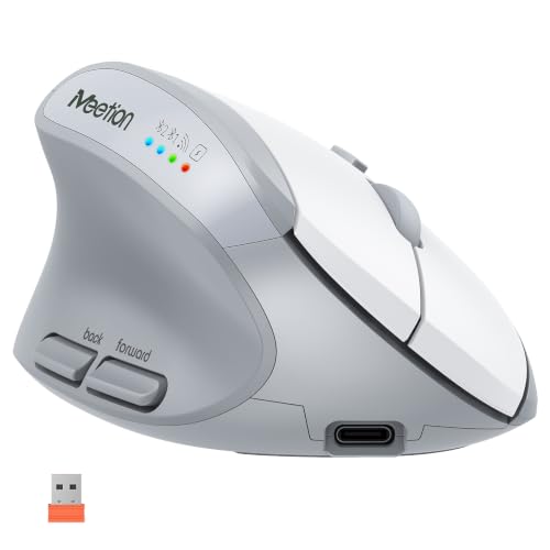 Image of MEETION Left-Handed Ergonomic Vertical Mouse, Wireless, Rechargeable, Gray