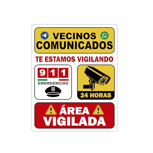 Monsterprint Señalamiento Letrero Vecinos comunicados, 20x25 cm. Impresión HD...