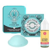 Nipple Piercing Aftercare Kit Soaker Set, Piercing Bump Oil, and Aftercare Gel Swabs | Cleanse, Treat, and Heal Piercing Bumps, Keloids, and Scars for Smooth Recovery