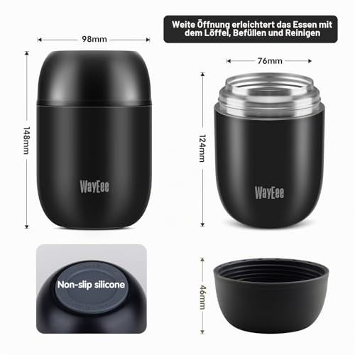 Foto von Thermobehälter für Essen 450ml, 710ml Thermobecher Essen Edelstahl Warmhaltebehälter mit Löffel Essensbehälter Speisegefäß Edelstahl für Suppen, Babybrei Warmhaltebox