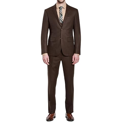 HBDesign Men's 3 Piece 2 Button Notch Lapel Trim Fit Golf Tux Brown 60R Cover