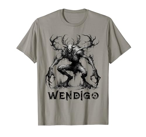 Mostro Wendigo Skinwalker Cryptid Evil Horror Mostro Maglietta