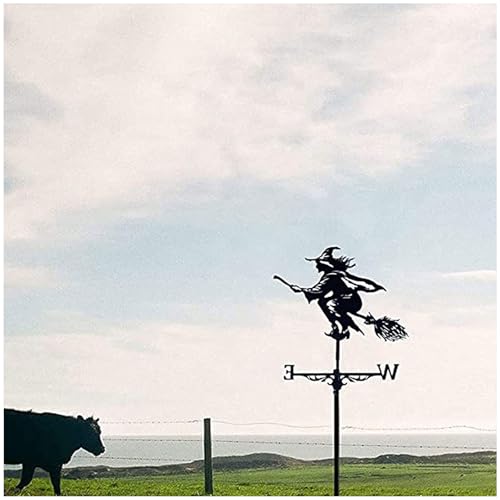 Hexe Wetterfahne, Wetterhahn Fuer Gartenhaus, Hexe aus Gusseisen Edelstahl Deko, Wetterhahn Fuer Garten, für Halloween Outdoor Garden Patio Rasen Patio Landschaftsbau Hexe Wetterfahne, Wetterhahn Fuer Gartenhaus, Hexe aus Gusseisen Edelstahl Deko, Wetterhahn Fuer Garten, für Halloween Outdoor Garden Patio Rasen Patio Landschaftsbau