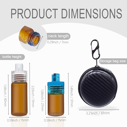 Portable Glass Compact Dispenser Bottle with Portable Zipper Storage Bag, Pack of 62