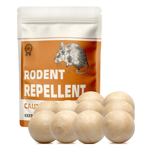 Rodent Repellent with Peppermint Oil, Mouse Repellent, Mice Repellent Balls for Indoor Outdoor, Rodents Repellent for House, Rat Deterrent Outdoor, Moth Balls for Outdoor Use - 10 Pack
