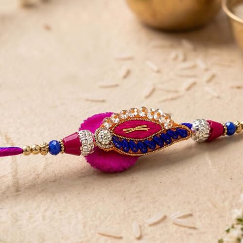Image of ascension Elegant Bhaiya Bhabhi Couple Rakhi Multicolor Handmade Bracelet Rakhi for Raksha Bandhan with Roli Tilak & You are My Hero Fridge Magnet