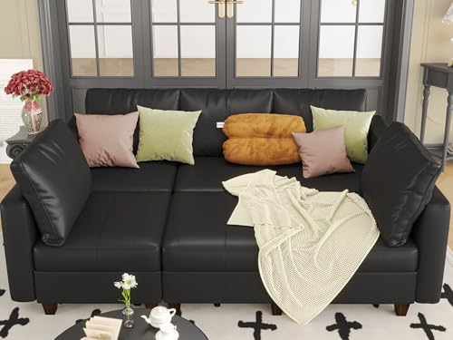 EASE MOOSE Faux Leather Modular Sleeper Couch Sectional