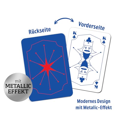 moses. Spielkarten Classic – stilvolles Kartenset für Erwachsene & Kinder, für Skat, Poker, Mau Mau & mehr, ab 6 Jahren, 2+ Spieler, Blau – Bild 4