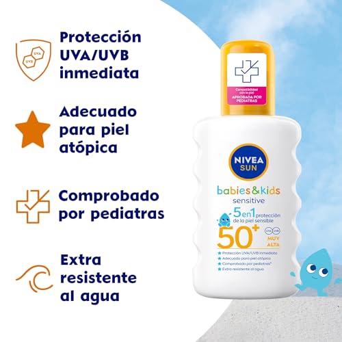Miniatura 2 de Nivea Sun Babies Kids Sensitive Spray Solar Fp50 1 X 200 Ml , Protector Solar Para Niños, Protección Solar Muy Alta, Crema Solar Para Bebés Para Reducir El Riesgo De Alergias Solares