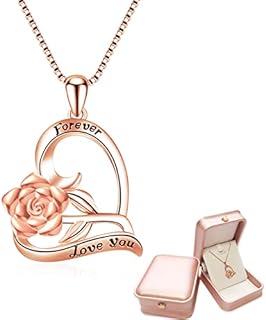 Rose Flower Heart Necklace for Women, heart pendant necklace , 925 silver engraved necklace for women, gift for her Birthday, Gift For Christmas, Valentine's Day,Mother's day,Birthday