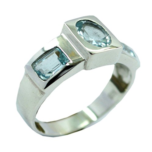 Bague topaze bleue naturelle cadeau mixte idéal en argent 925 ovale