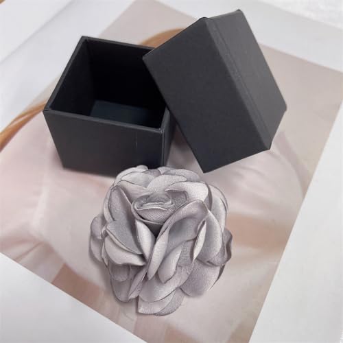 Image of Dainty Silk Rose Flower Brooch Lapel Pins for Women Men Handmade Fabric Flower Brooches Pin Classic for Wedding Party Dance Banquet Dress Suit Clothes Accessories Jewelry Gifts 60mm