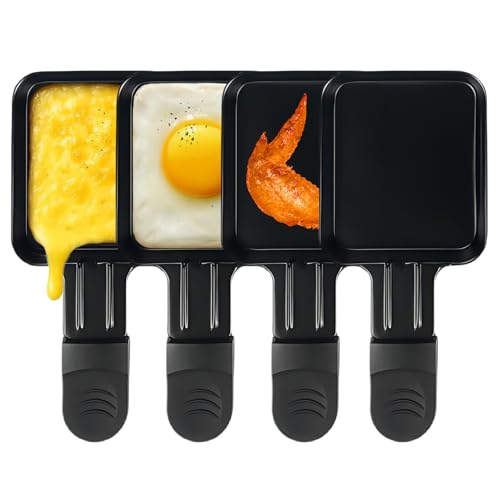 LeuKoles Pack of 4 Raclette Grill Pans, Non-Stick Coating Mini Cheese Pans, Additional Raclette Harnesses for Raclette Grill (Pack of 4)