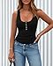 BTFBM 2026 Spring Tops for Women Summer Scoop Neck Ribbed Henley Button Sleeveless Casual Basic Tank Top Clothes Outfits(Black, Medium)