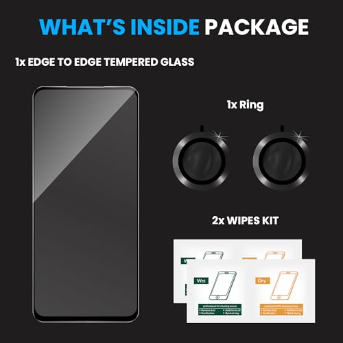 Image of FIRST MART Tempered Glass for Motorola G57 Power 5G with Black Camera Ring Guard & Installation Kit | HD Clear Edge-to-Edge Screen Protector, Scratch Resistant, Case-Friendly | Pack of 1