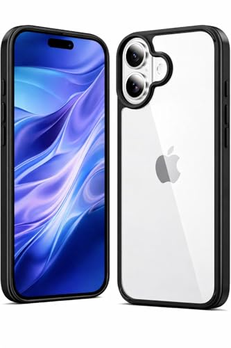 Image of ClearBlack Transparent Back Cover for iPhone 17, Anti-Yellow Clear Polycarbonate Hard Back with Black TPU Bumper, Shockproof Hybrid Case, Anti-Scratch 360 Degree Protection Mobile Cover