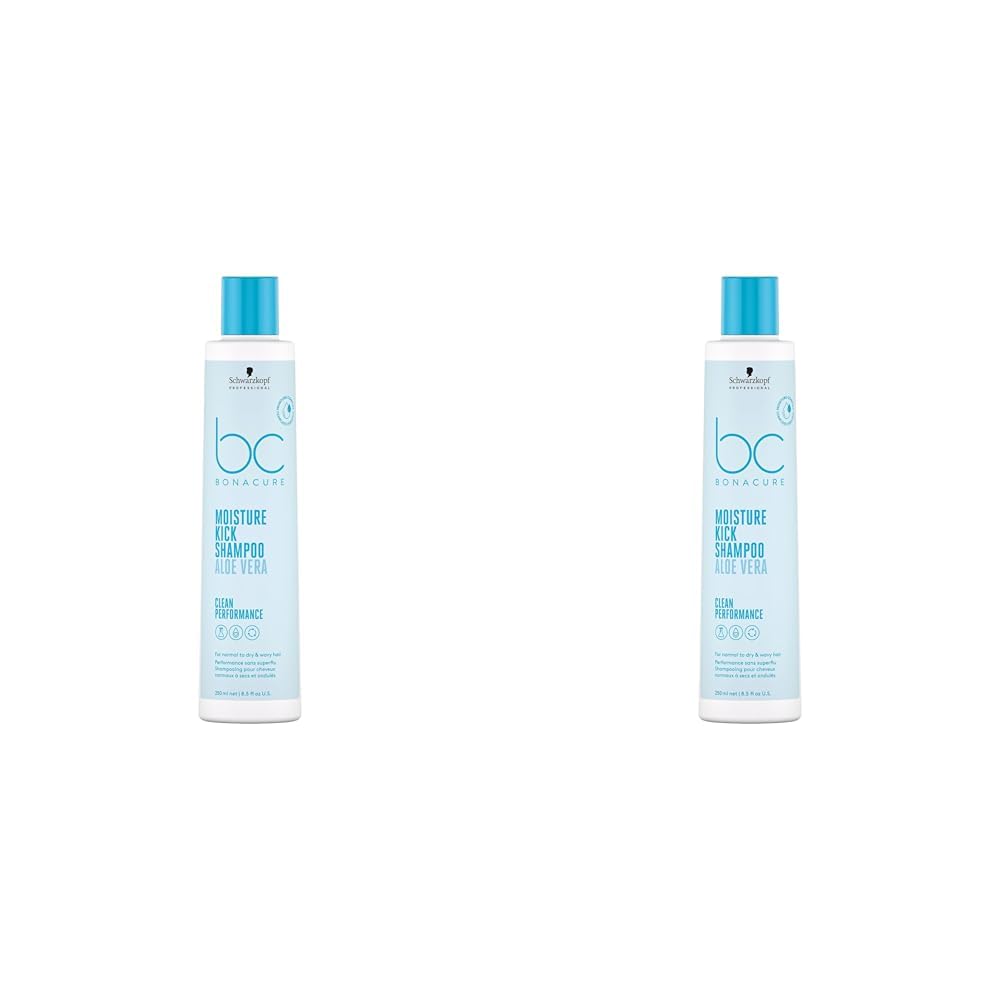Schwarzkopf Professional Bonacure Moisture Kick Shampoo Normales Trockenes Haar Vegan Glycerol Feucht Gepflegtes Haargefühl Verhindert Austrocknung Silikonfrei 250 ml (Packung mit 2)