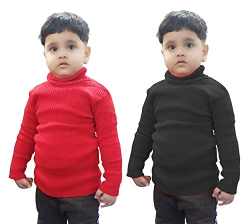 ATXP Kids Cotton High Neck Sweater (Black_Yellow 0-6 Months)