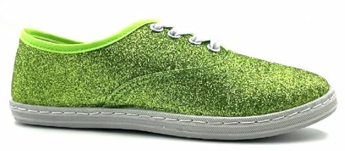 Shoes 18 Womens Canvas Shoes Lace up Sneakers 324 Green Glitter 7