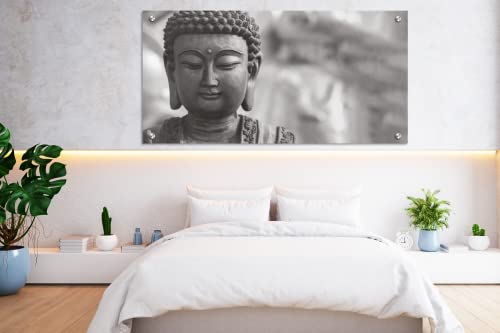 Cryptonite Acrylic Glass Modern Wall Art, Buddha Statue - Religion Series - Interior Design - Acrylic Wall Art - Picture Photo Printing Artwork - Multiple Size Options (Wide 12"X 8" Height) #TOP2