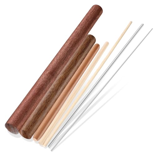 Baderke 7 Pcs Italian Rolling Pins Set Wood and Stainless Steel Pasta Rolling Pin Dough Pasta Roller for Making Wontons, Dumplings, Pastas, Ramen, Udon Noodles, Flat Bread, Tortillas