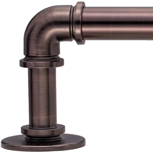 Industrial Curtain Rods 18 to 45 in,Wrap Around Rods, Adjustable Curtain Pole,1 in Diameter Pipe Wall or Ceiling Mounted,for Living Room(Brushed Crimson Black18” to 45”) 18" to 45" Brushed C