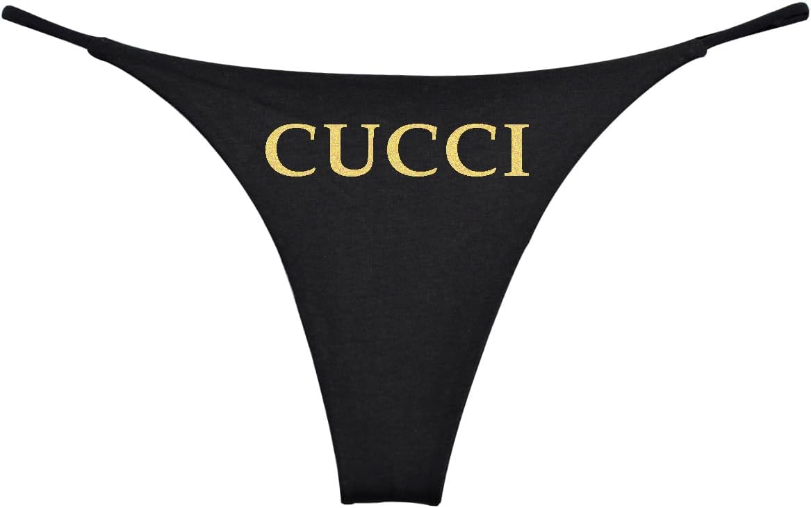 Cucci Womens Black Gold Thong (Set of 1) Black