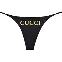 Cucci Womens Black Gold Thong Set of 1 Black