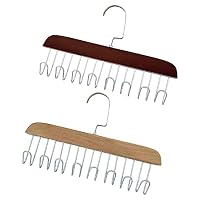 Portacinture Per Armadio In Legno Massello - Set Da 2, 8 Ganci Ruotanti, 28 Cm, Per Cinture, Reggiseni, Sciarpe
