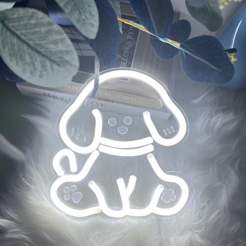 Image of Cute Dog Neon Sign, Teddy Neon Sign for Home Decor, Pet shop, Kids Room, Bedroom, Living Room, Bathroom, 8.63 x 8.07inches
