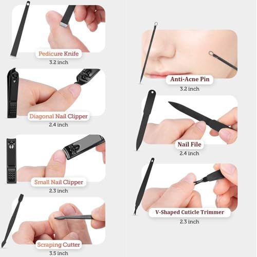 Image of Professional Manicure & Pedicure Kit, Stainless Steel Grooming Set with Nail Clippers, Cuticle Trimmer, Scissors & Tweezers (24 IN 1 MANICURE SET)