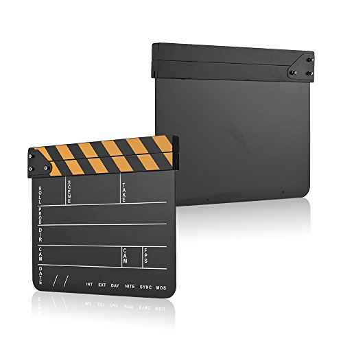 Akozon Pizarra de Película de Tablilla de Director Acrílico con Madera Colorida para Tableros de Fabricación de Películas y TV Blanco (tablero negro)