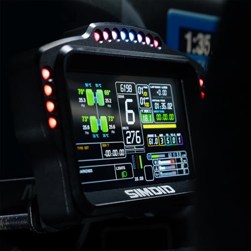 Image of DV480 Pro V5 SimRacing Dashboard-DDU-Display Sim Racing Dash with 5 inch Screen & 16 RGB LEDs for Simulation Racing Games Accessories include Bracket for Wheel Base, Compatible with all DD bases