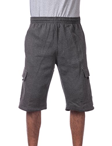 Pro Club Men's Fleece Cargo Short, Charcoal, Small