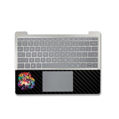 Image of MightySkins Carbon Fiber Skin Compatible with Microsoft Surface Laptop Go 3 (2023) Full Wrap Kit - Rainbow Wolf | Protective, Durable Textured Carbon Fiber Finish | Made in The USA